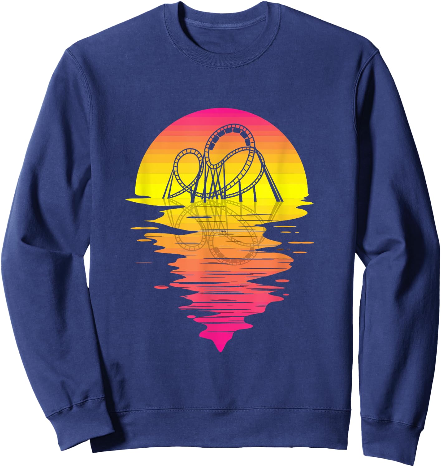 Roller Coaster Retro Pink 80s Vintage Retro Sunset Sweatshirt - Sweatshirt | Navy