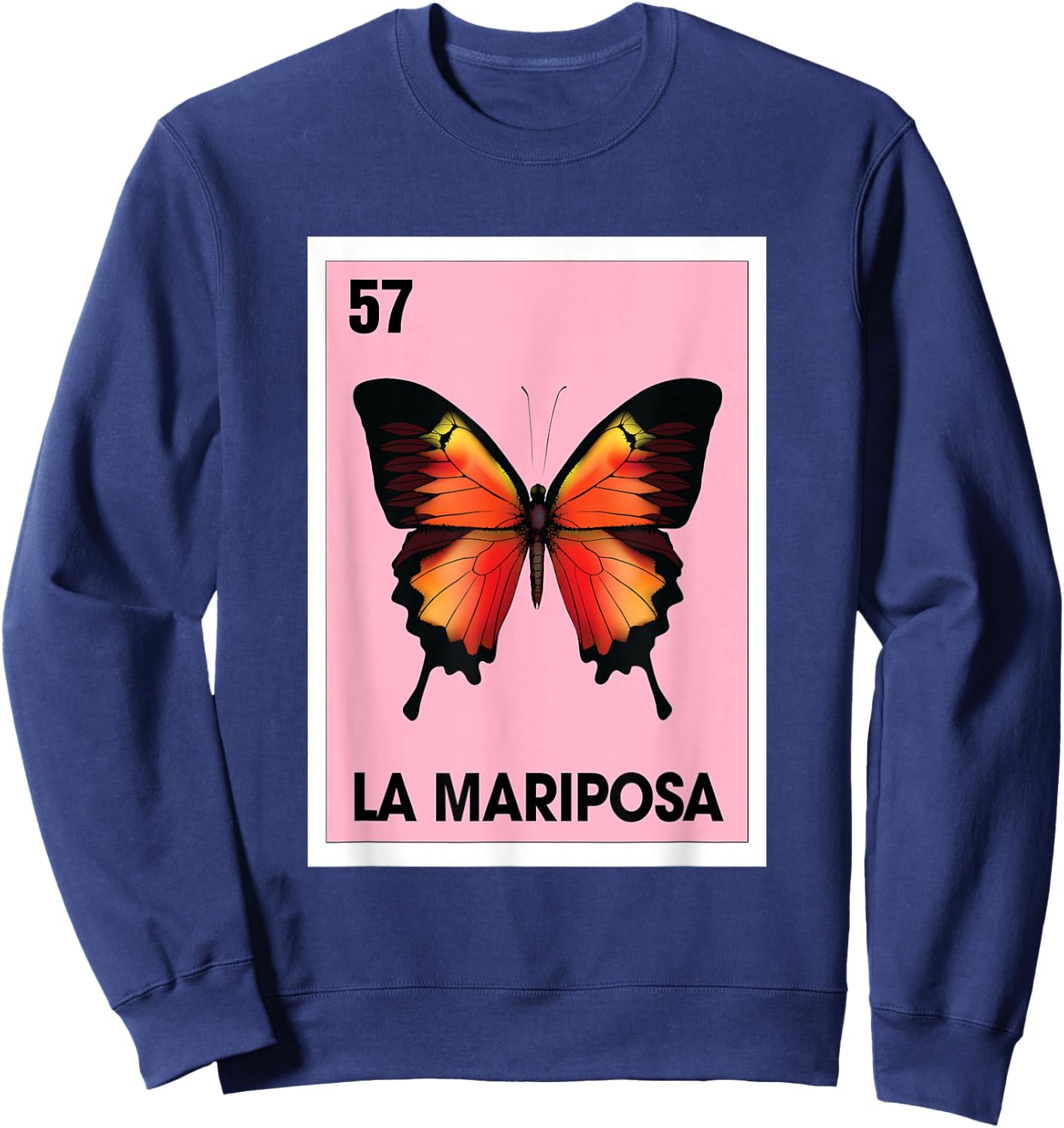 La Mariposa Mexican Bingo Card Game Butterfly Lover Spanish Sweatshirt - Sweatshirt | Navy