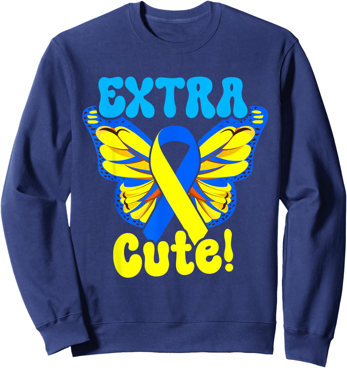 Extra Cute World Down Syndrome Awareness Day March 21 Sweatshirt - Sweatshirt | Navy