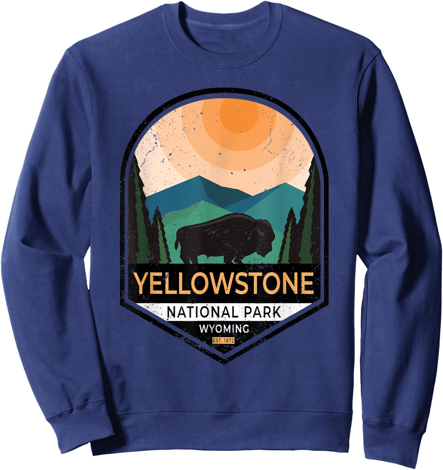 Vintage Yellowstone National Park Retro 80's Graphic Sweatshirt - Sweatshirt | Navy
