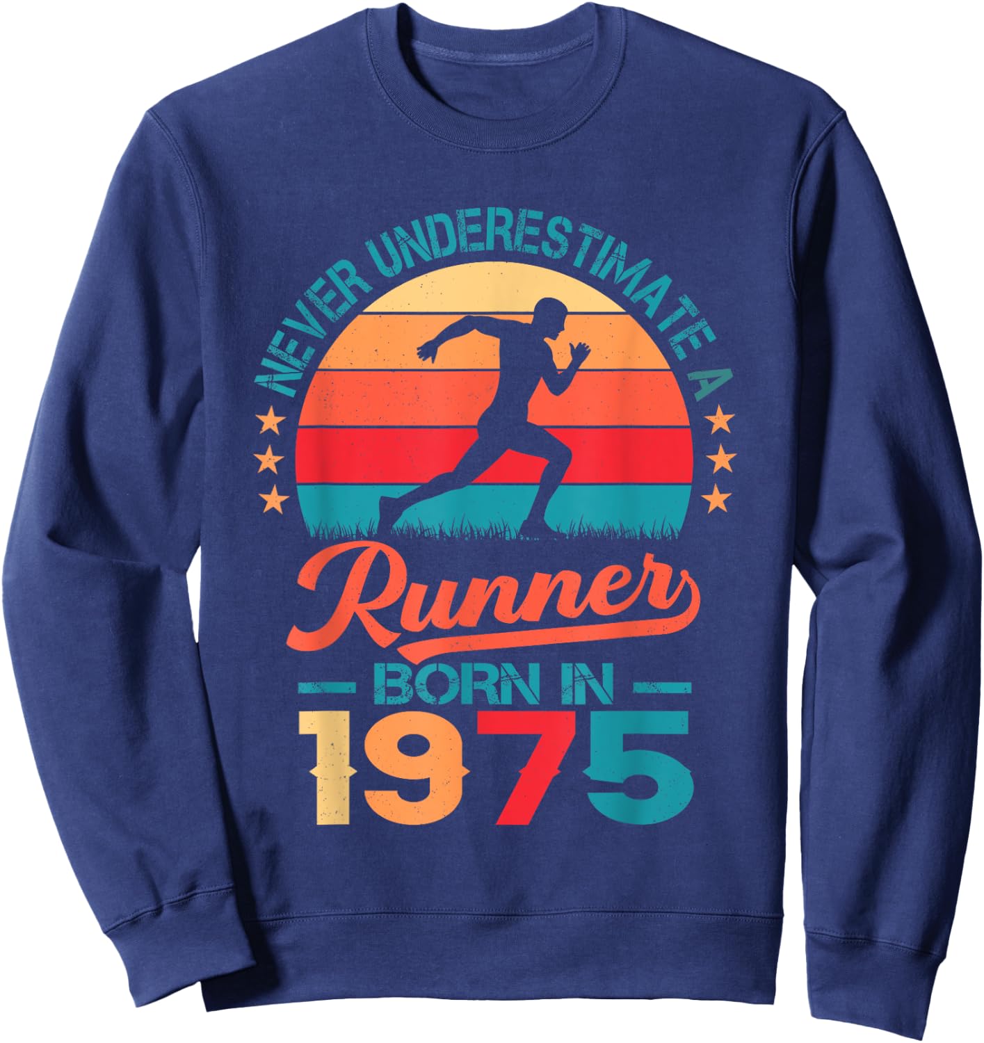 Runner born in 1975 50th Birthday Running 50 Years Old Sweatshirt - Sweatshirt | Navy