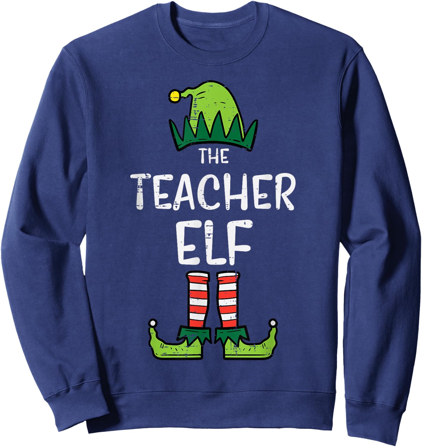 Teacher Elf Xmas Matching Christmas For Family Men Women Sweatshirt - Sweatshirt | Navy