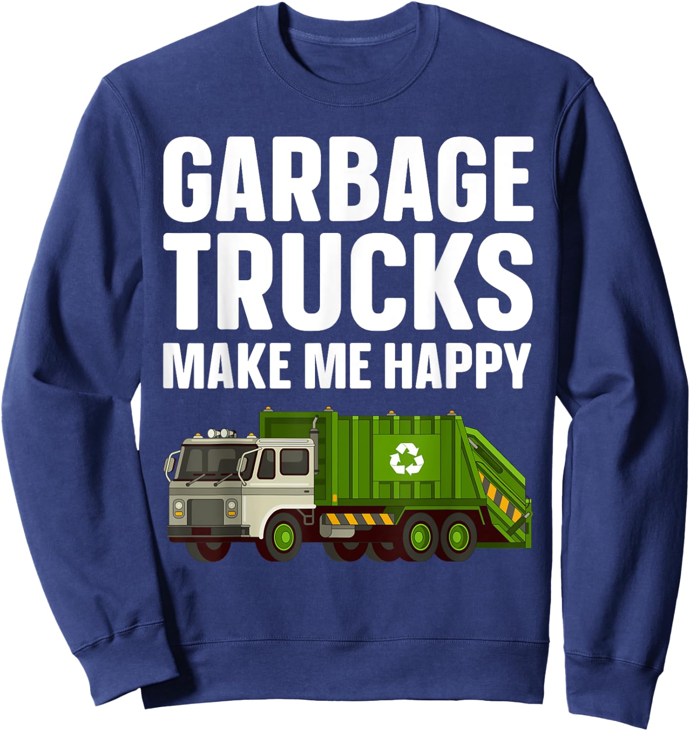 Funny Garbage Truck Art For Toddler Boys Dump Garbage Trucks Sweatshirt - Sweatshirt | Navy