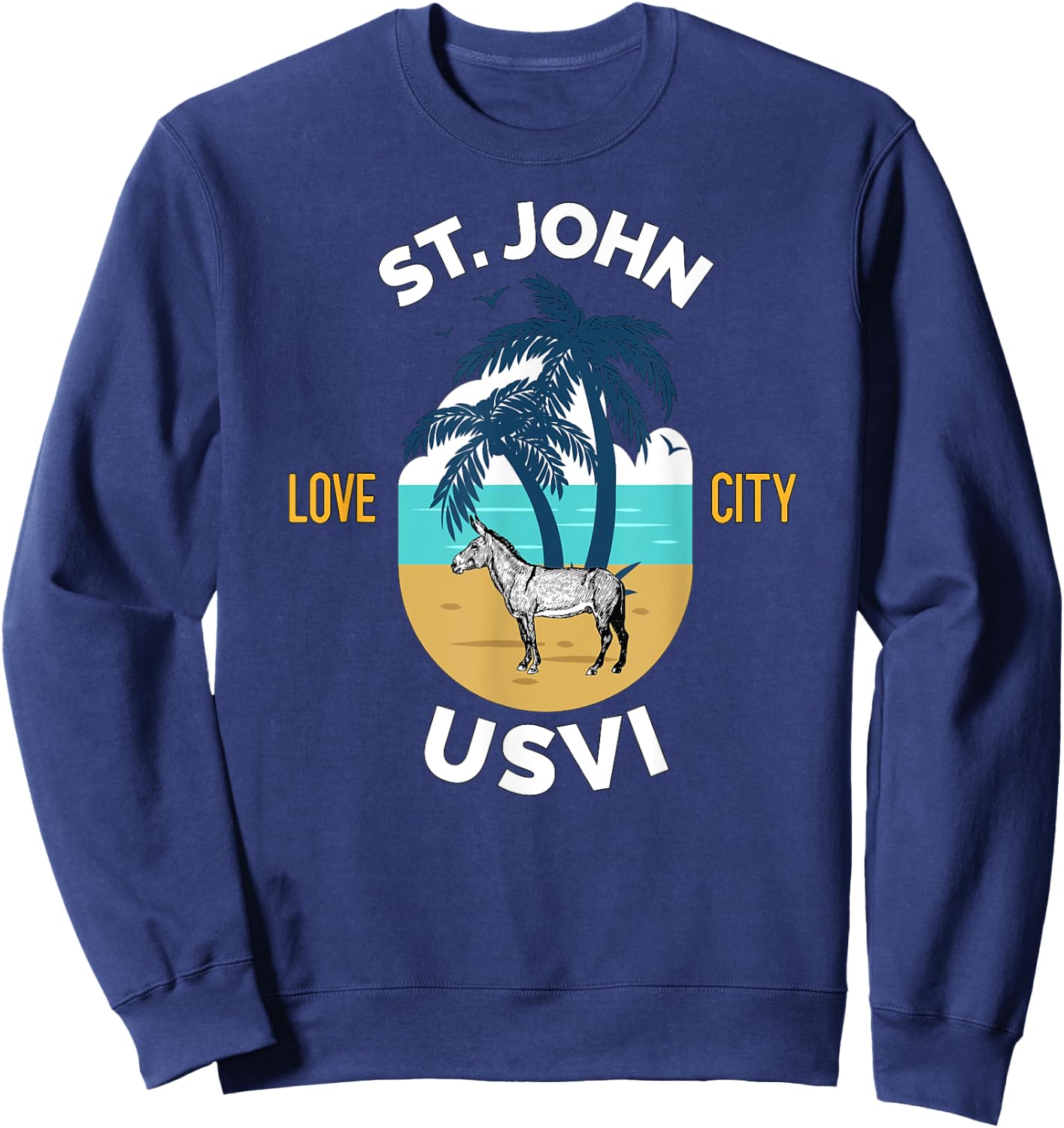 St. John US Virgin Islands Wild Donkey on the Beach Men Women Sweatshirt - Sweatshirt | Navy