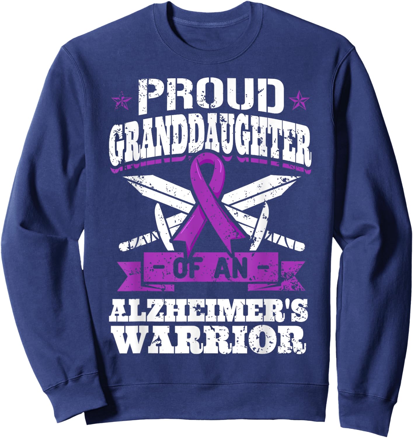 Proud Granddaughter Of An Alzheimer's Warrior Awareness Sweatshirt - Sweatshirt | Navy