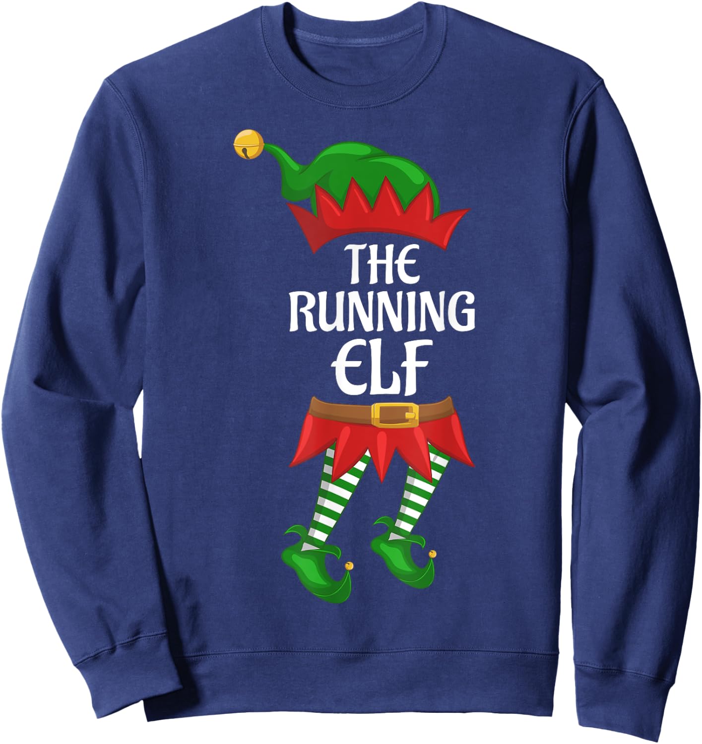 Running Elf Family Matching Group Christmas Party Sweatshirt - Sweatshirt | Navy