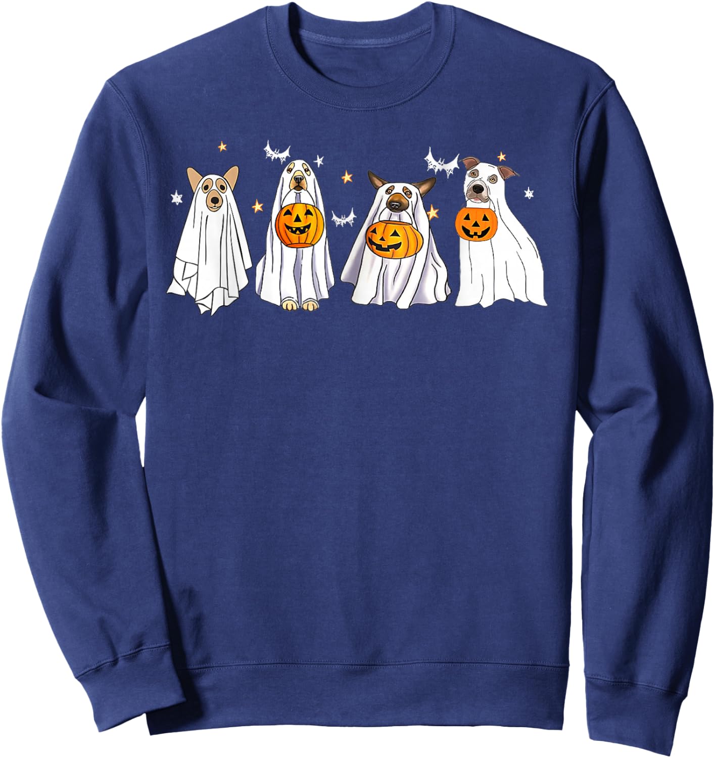 Funny Ghost Dog Halloween Costume for Dog Owners Sweatshirt - Sweatshirt | Navy