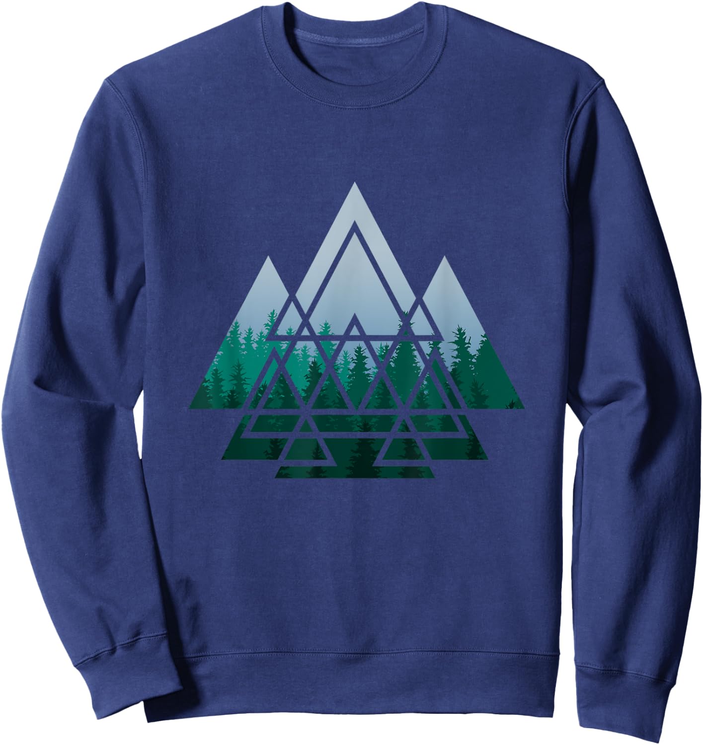 Sacred Geometry Triangles Forest Geometrical Spirituality Sweatshirt - Sweatshirt | Navy
