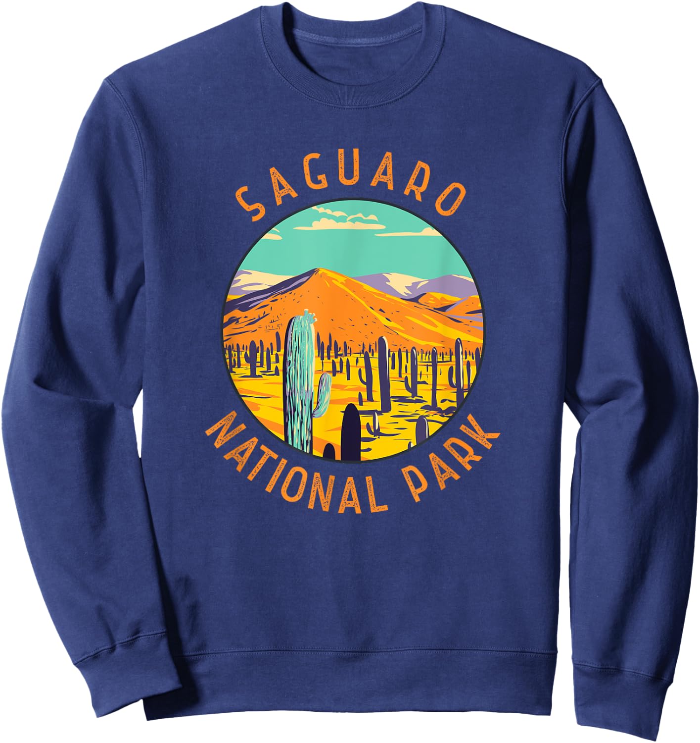 Saguaro National Park Cacti Distressed Circle Sweatshirt - Sweatshirt | Navy