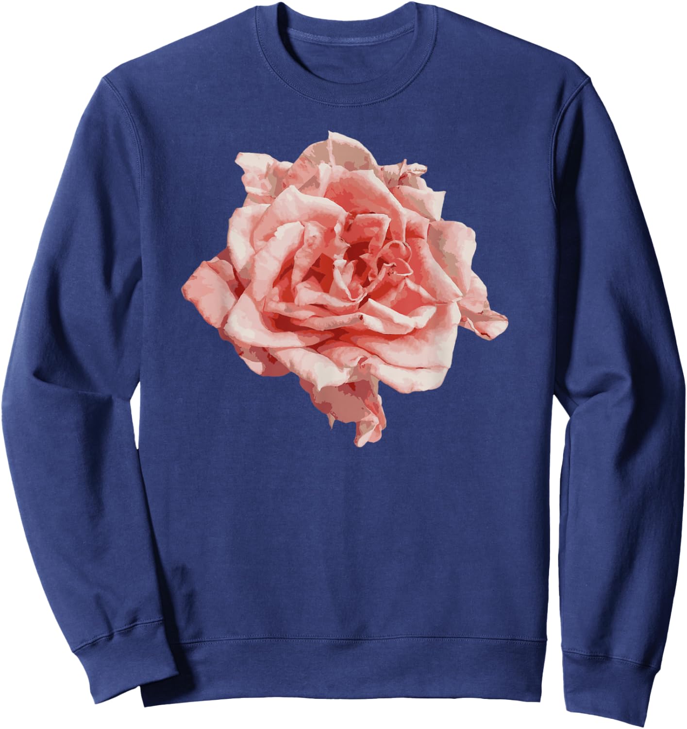 Single Pink Rose Flower Design , Girls, Teens Sweatshirt - Sweatshirt | Navy