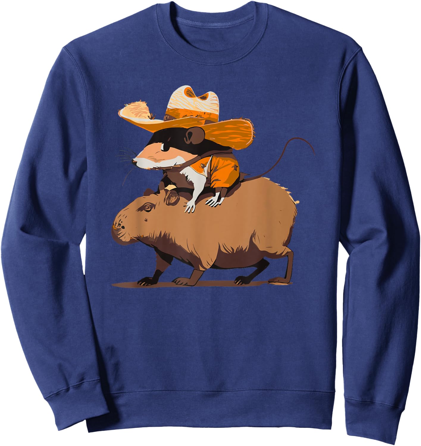 Funny Capybara Cowboy Cowgirl Rodent Mouse Western Country Sweatshirt - Sweatshirt | Navy