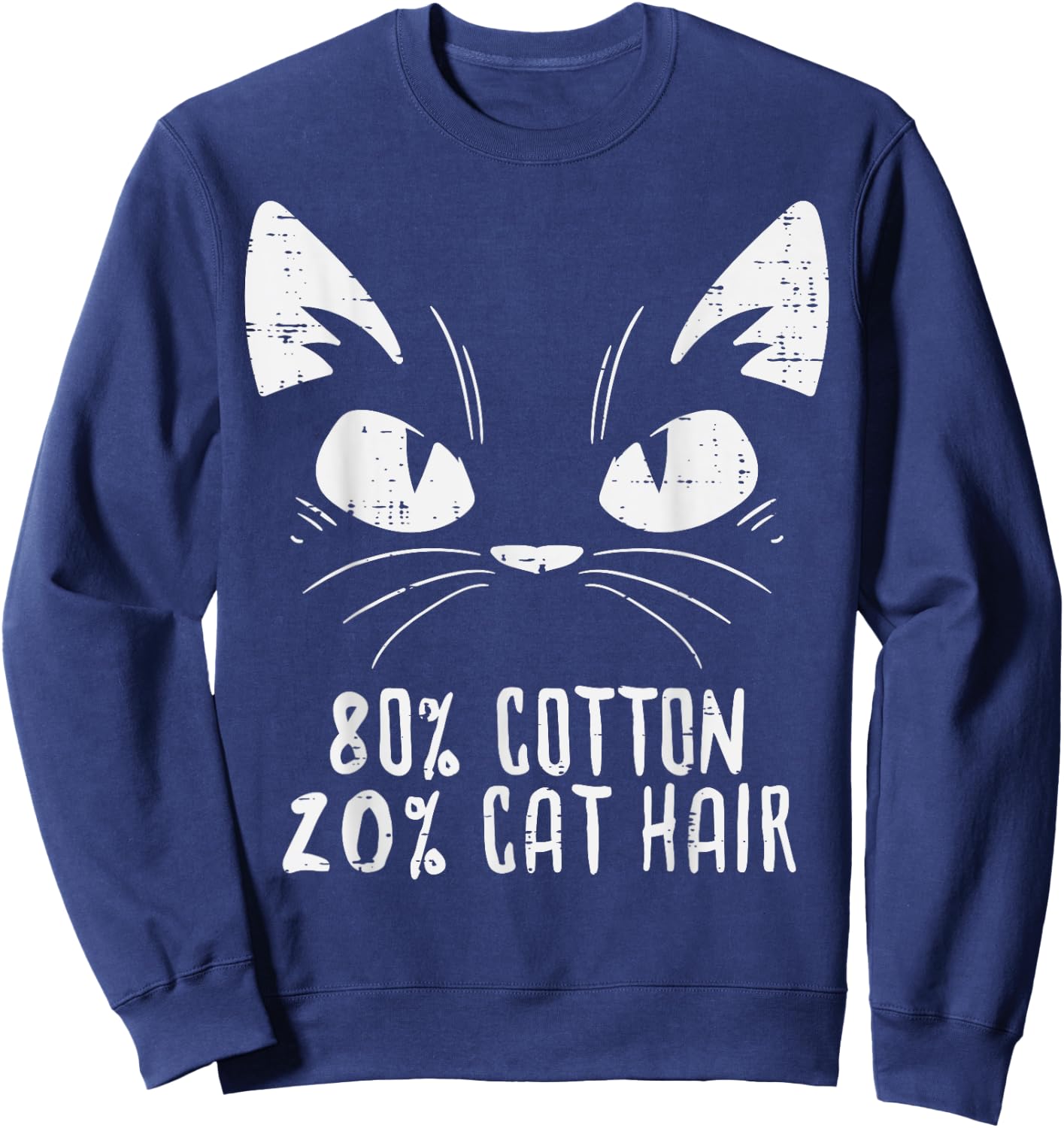 Black Cat Face 80% Cotton 20% Hair Kitten Feline Pet Lover Women Girls Kids Sweatshirt - Sweatshirt | Navy