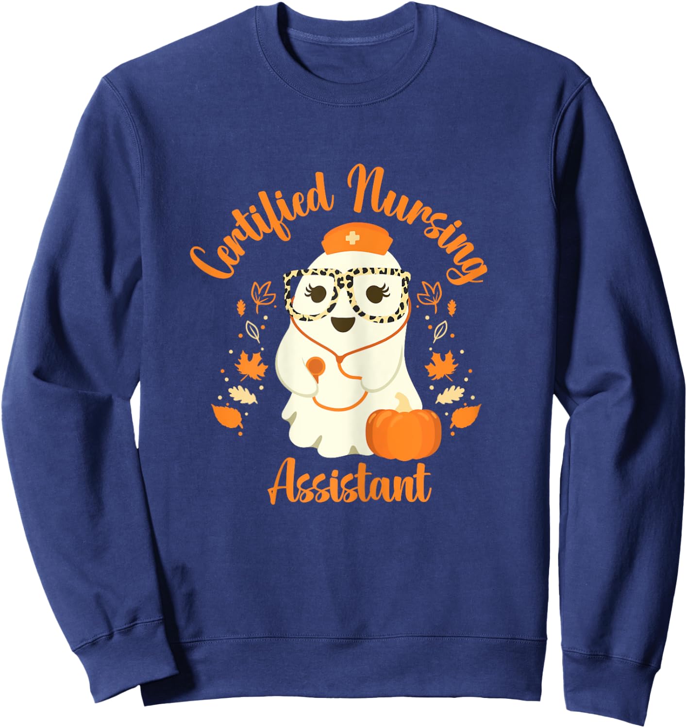 Certified Nursing Assistant CNA Ghost Halloween Nurse Sweatshirt - Sweatshirt | Navy