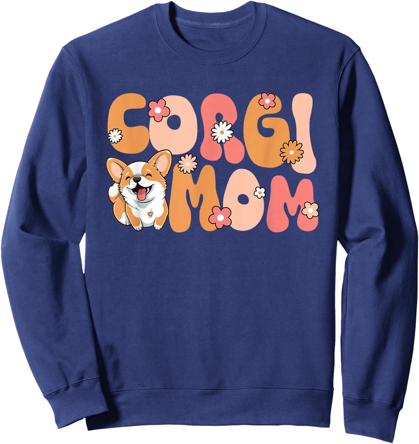 Welsh Corgi Pembroke Groovy World's Best Corgi Mom Sweatshirt - Sweatshirt | Navy