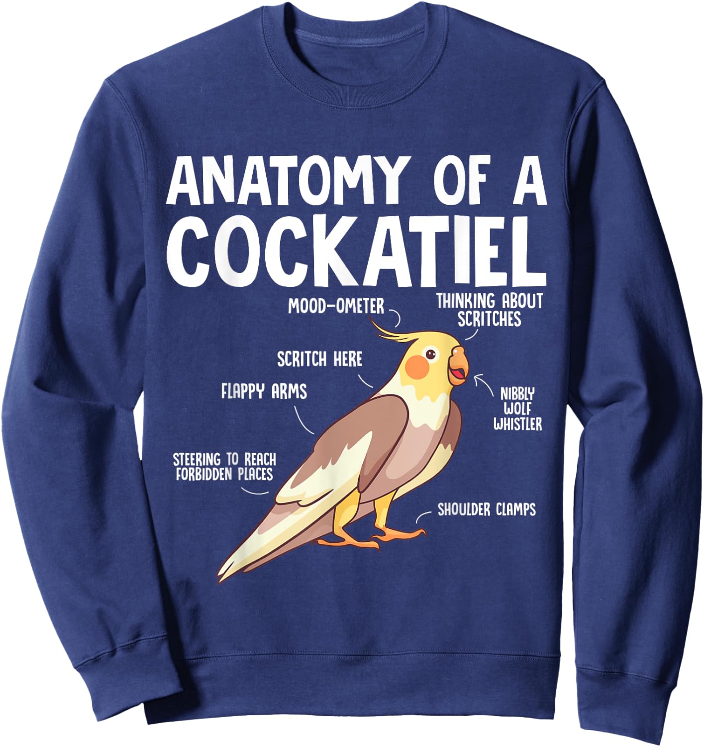 Cockatiel Parrot Bird Anatomy Of A Cockatiel Sweatshirt - Sweatshirt | Navy