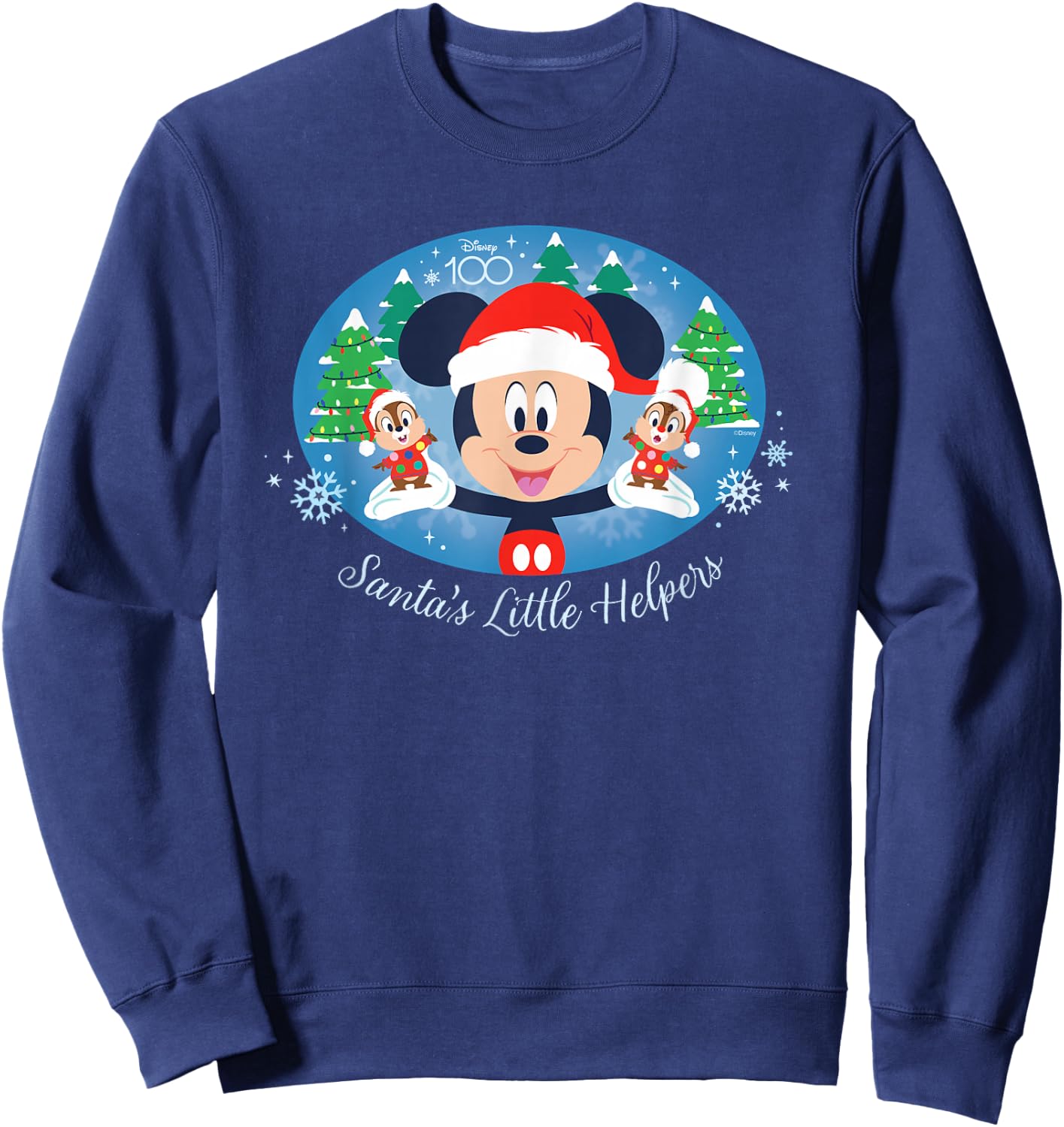Disney 100 Mickey Chip Dale Santa’s Little Helpers Christmas Sweatshirt - Sweatshirt | Navy