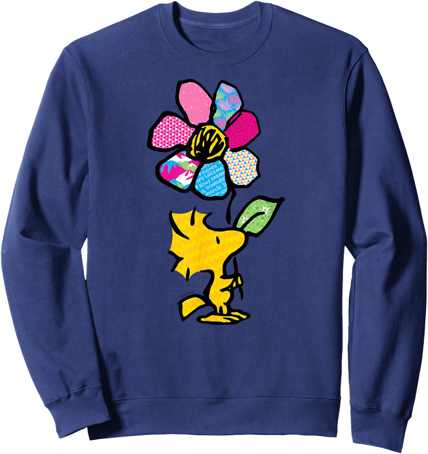 Peanuts - Woodstock with Flower and Pattern Sweatshirt - Sweatshirt | Navy