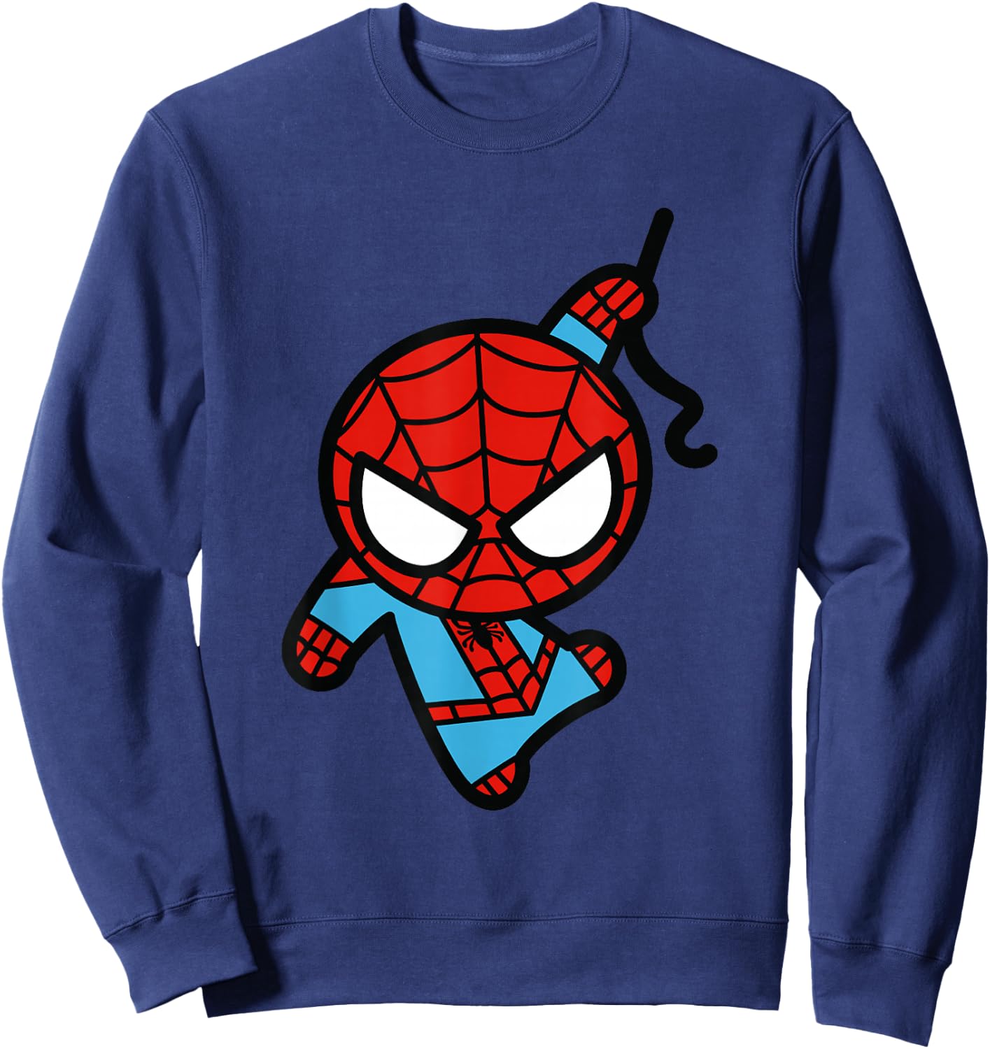 Marvel Kawaii Chibi Spider-Man Cute Swinging Action Sweatshirt - Sweatshirt | Navy
