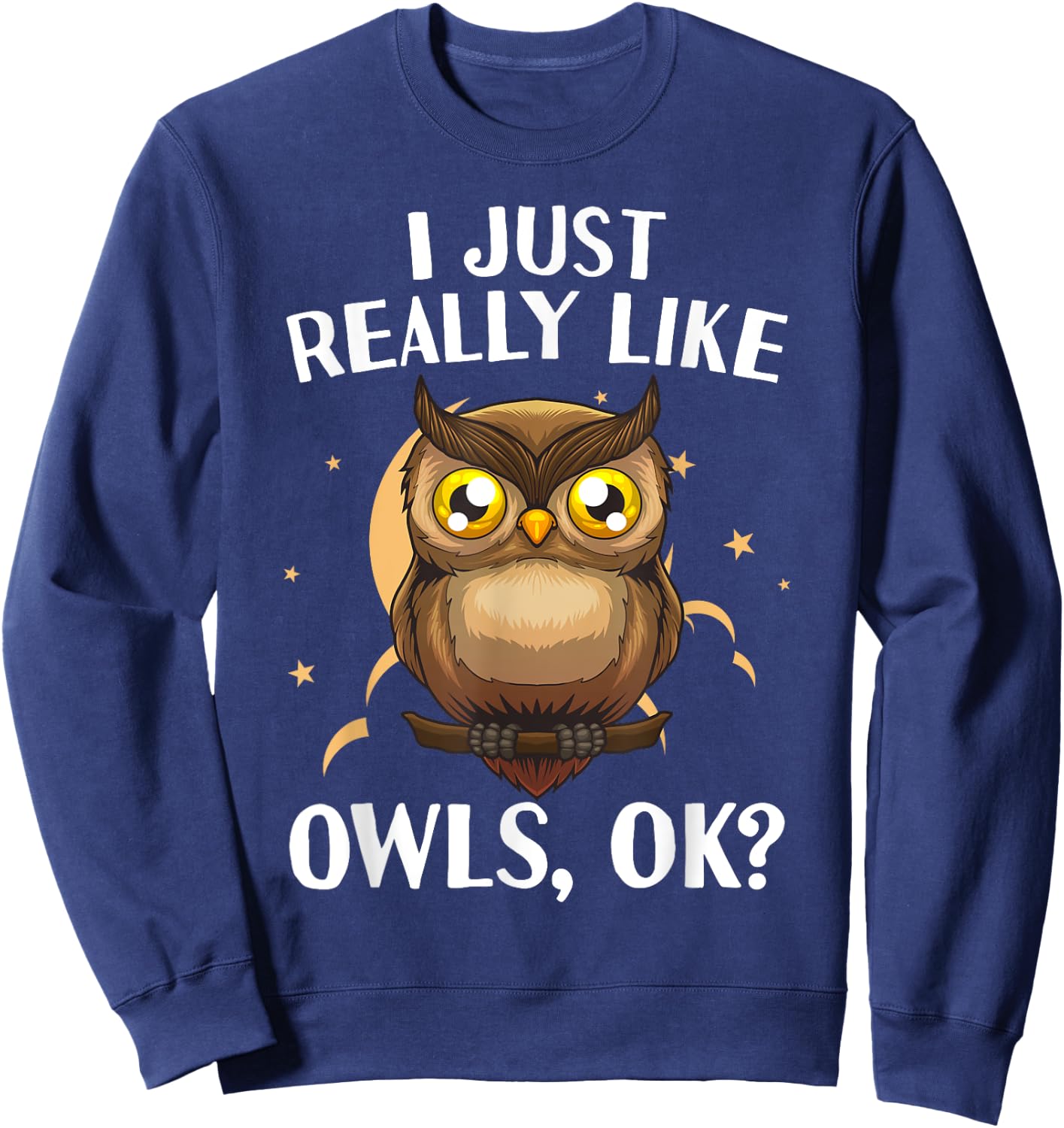 Cute Owl Design Women Kids Nocturnal Bird Owl Lover Sweatshirt - Sweatshirt | Navy