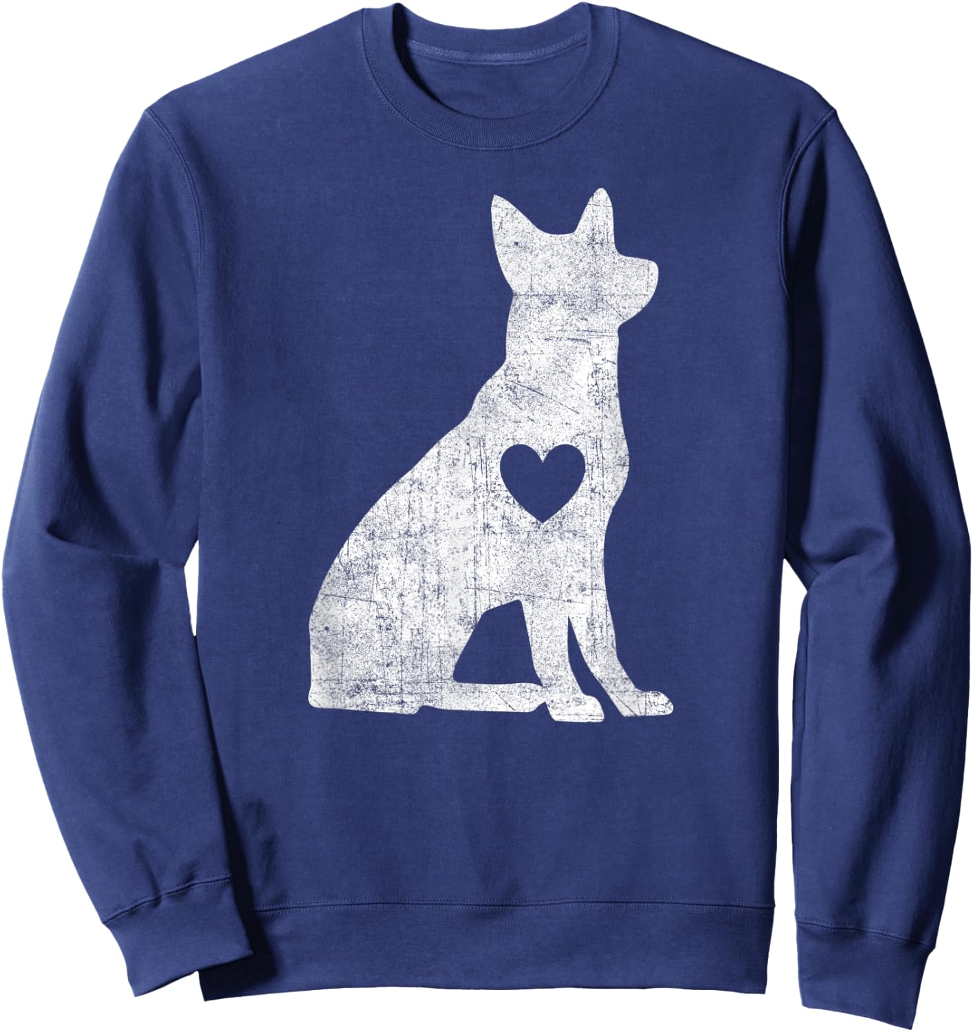 Vintage German Shepherd Heart Silhouette Dog Puppy Retro Sweatshirt - Sweatshirt | Navy