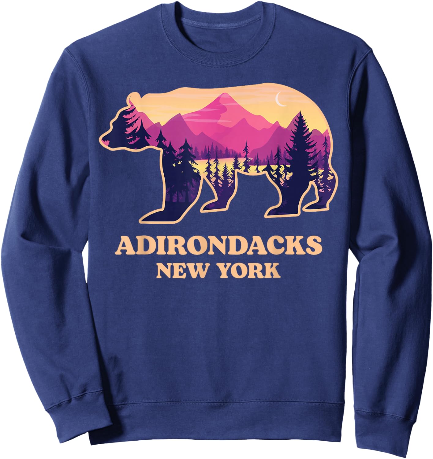 Adirondacks New York Ny Vintage Mountains Hiking Souvenirs Sweatshirt - Sweatshirt | Navy