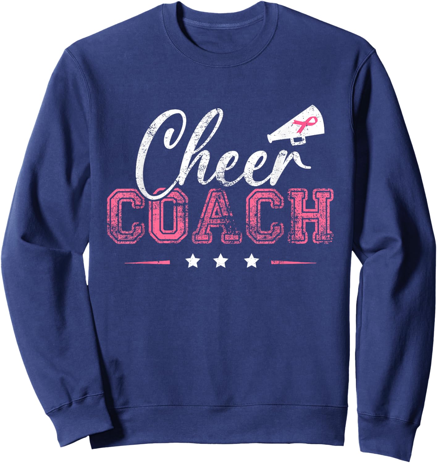 Football Cheer Coach Pink Ribbon Breast Cancer Awareness Sweatshirt - Sweatshirt | Navy