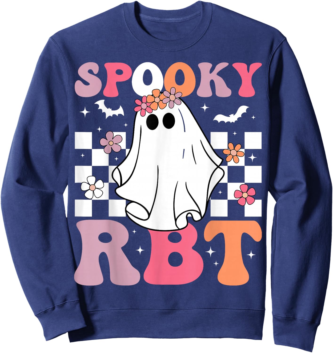 Spooky RBT Ghost Halloween Registered Behavior Technician Sweatshirt - Sweatshirt | Navy