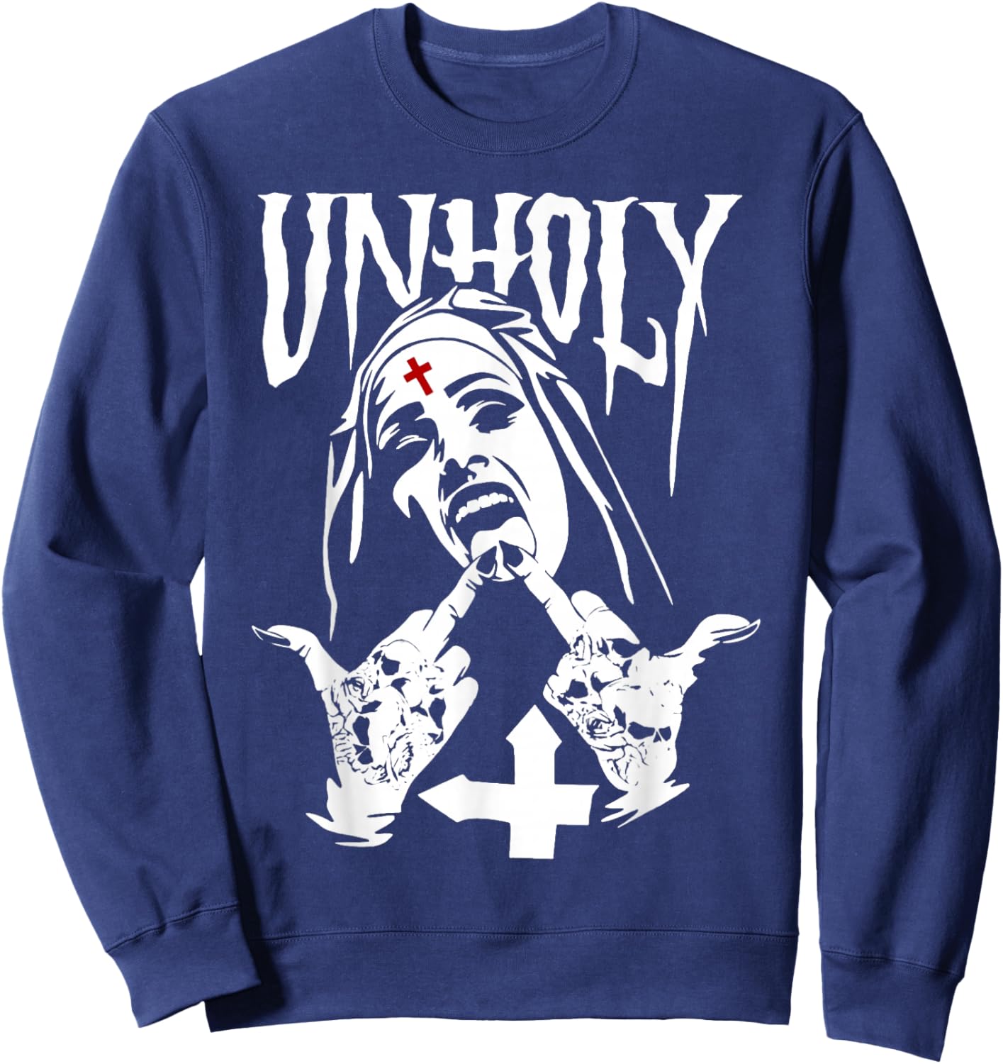 Satanic Nun Tattoos Unholy Satanism Gift Sweatshirt - Sweatshirt | Navy