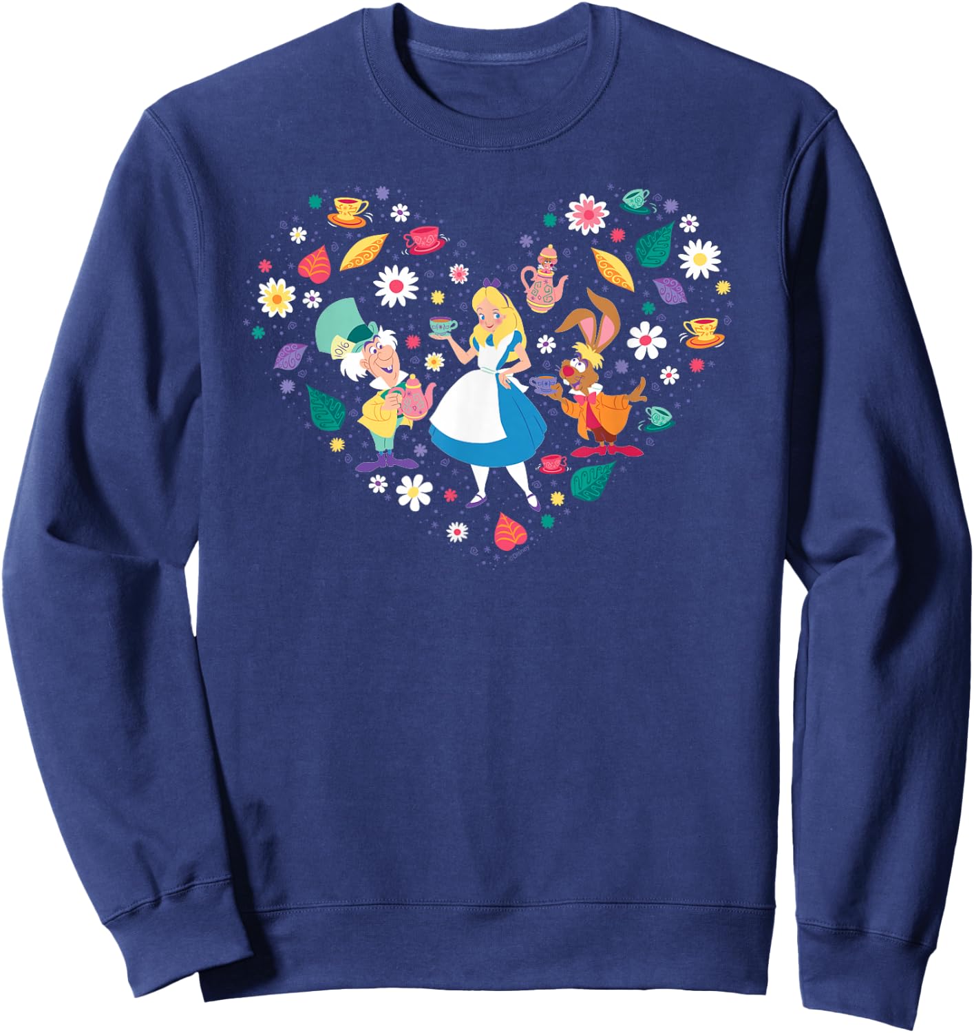 Disney Alice in Wonderland Tea Party Heart Valentine's Day Sweatshirt - Sweatshirt | Navy