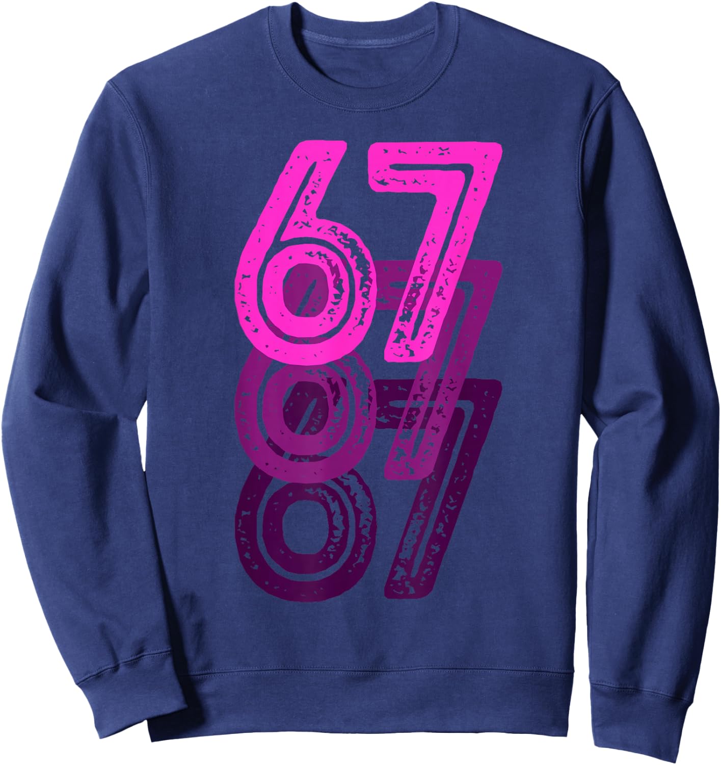 Number 67 Pink Best Classic College Style Birthday Funny Sweatshirt - Sweatshirt | Navy