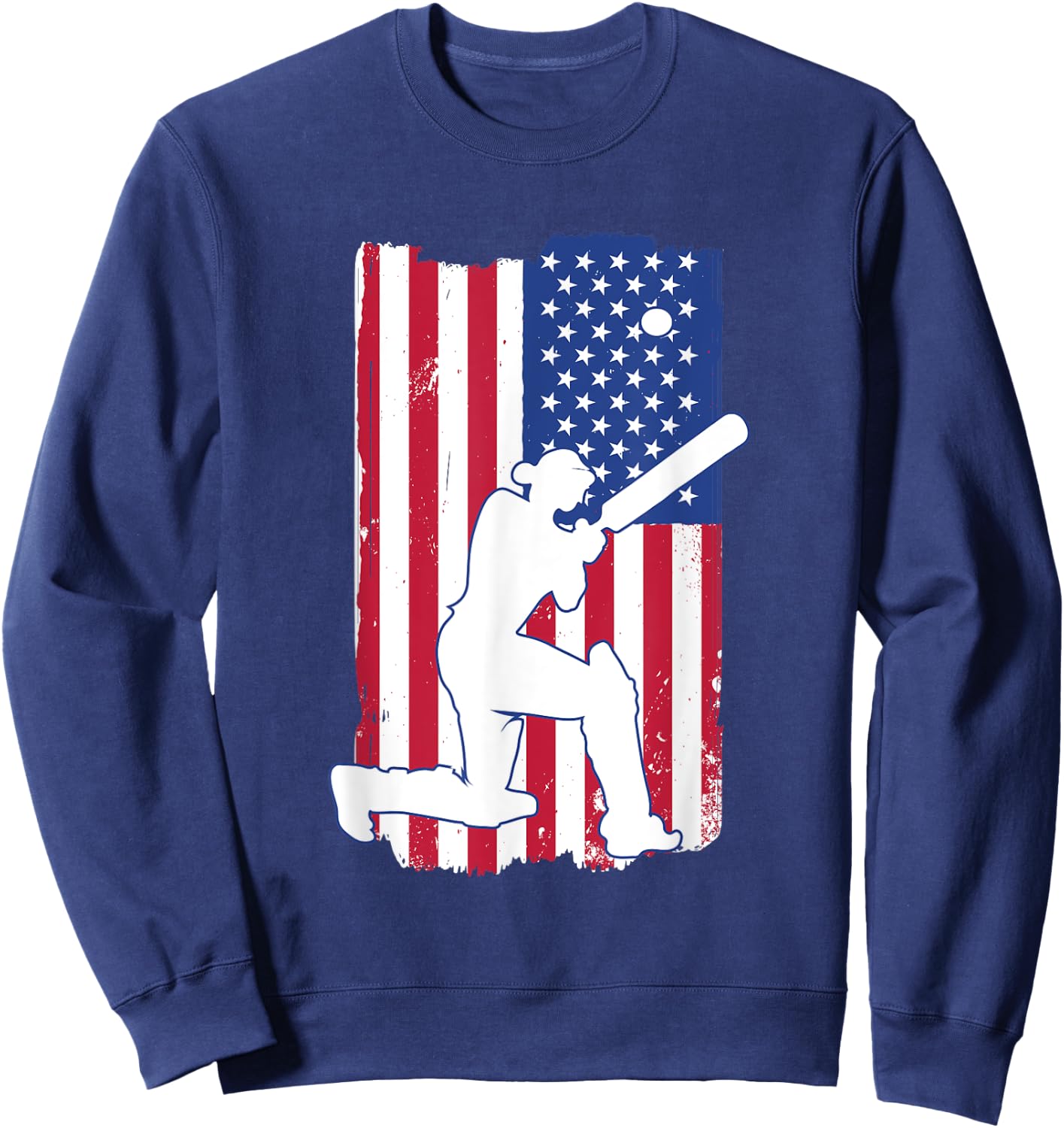 Cricket Player Cricket USA Team Coach American Flag Sweatshirt - Sweatshirt | Navy