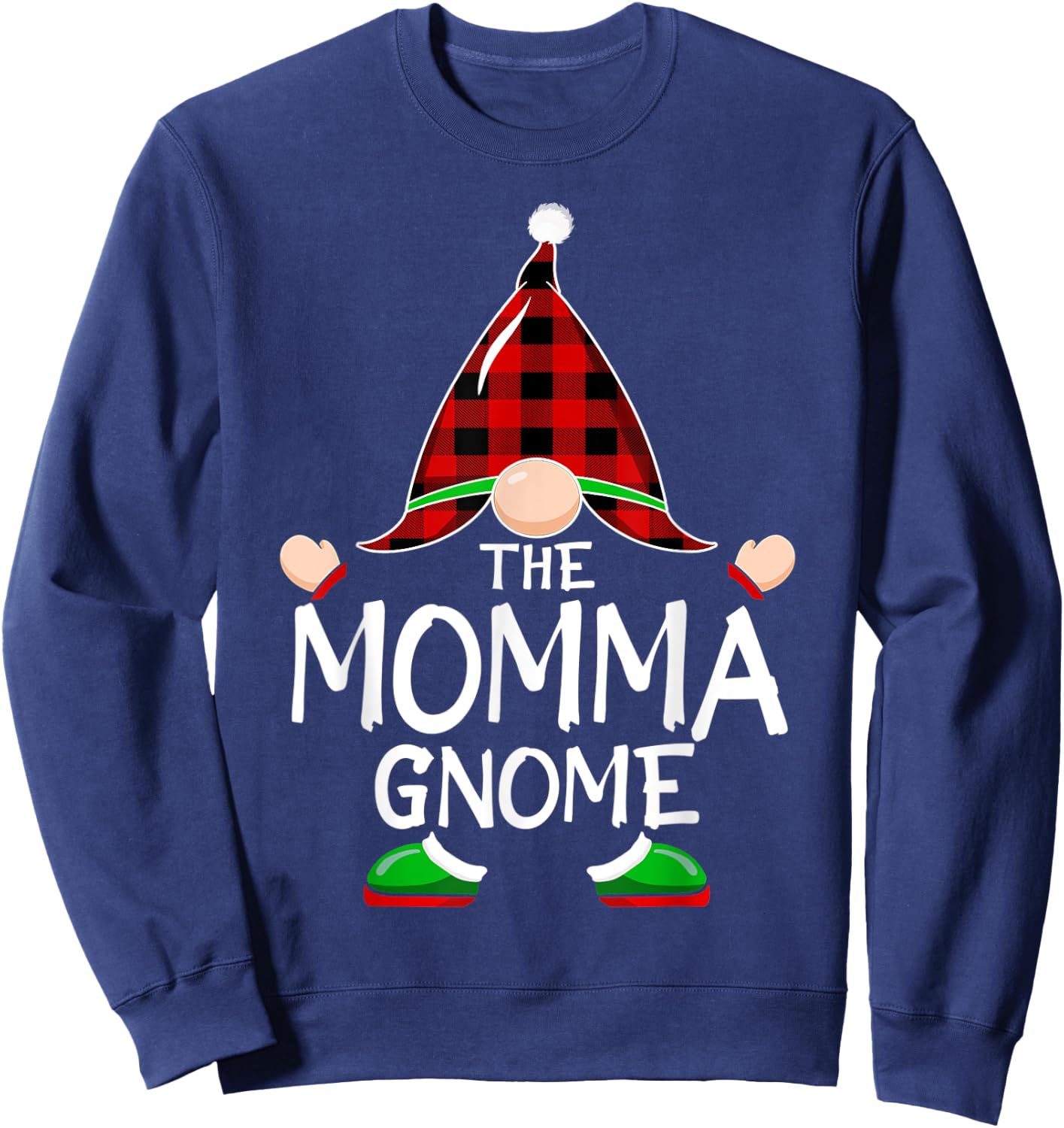 Gnomes Family Christmas Red plaid Pajama Shirt, MOMMA Gnome Sweatshirt - Sweatshirt | Navy