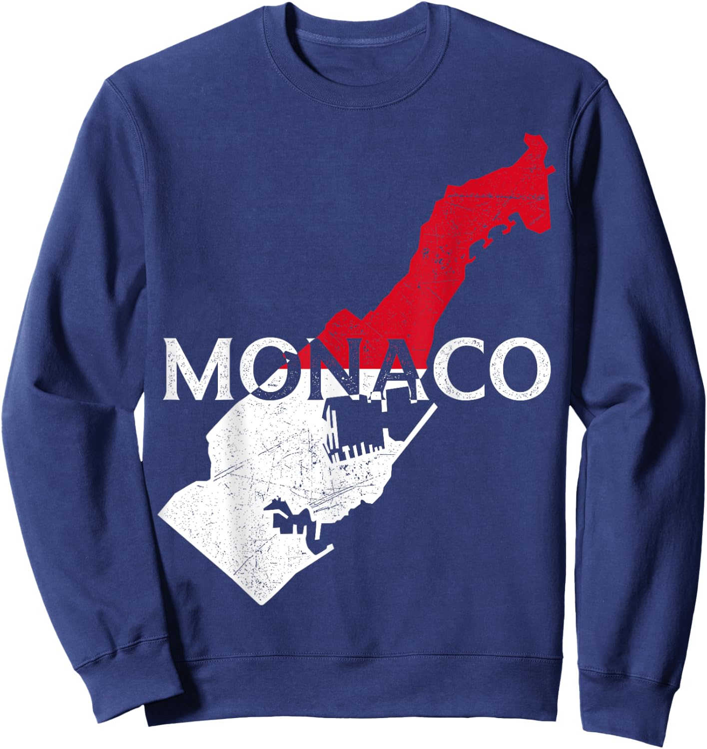 Monaco Country Map Flag Proud Monegasque Patriotic Sweatshirt - Sweatshirt | Navy