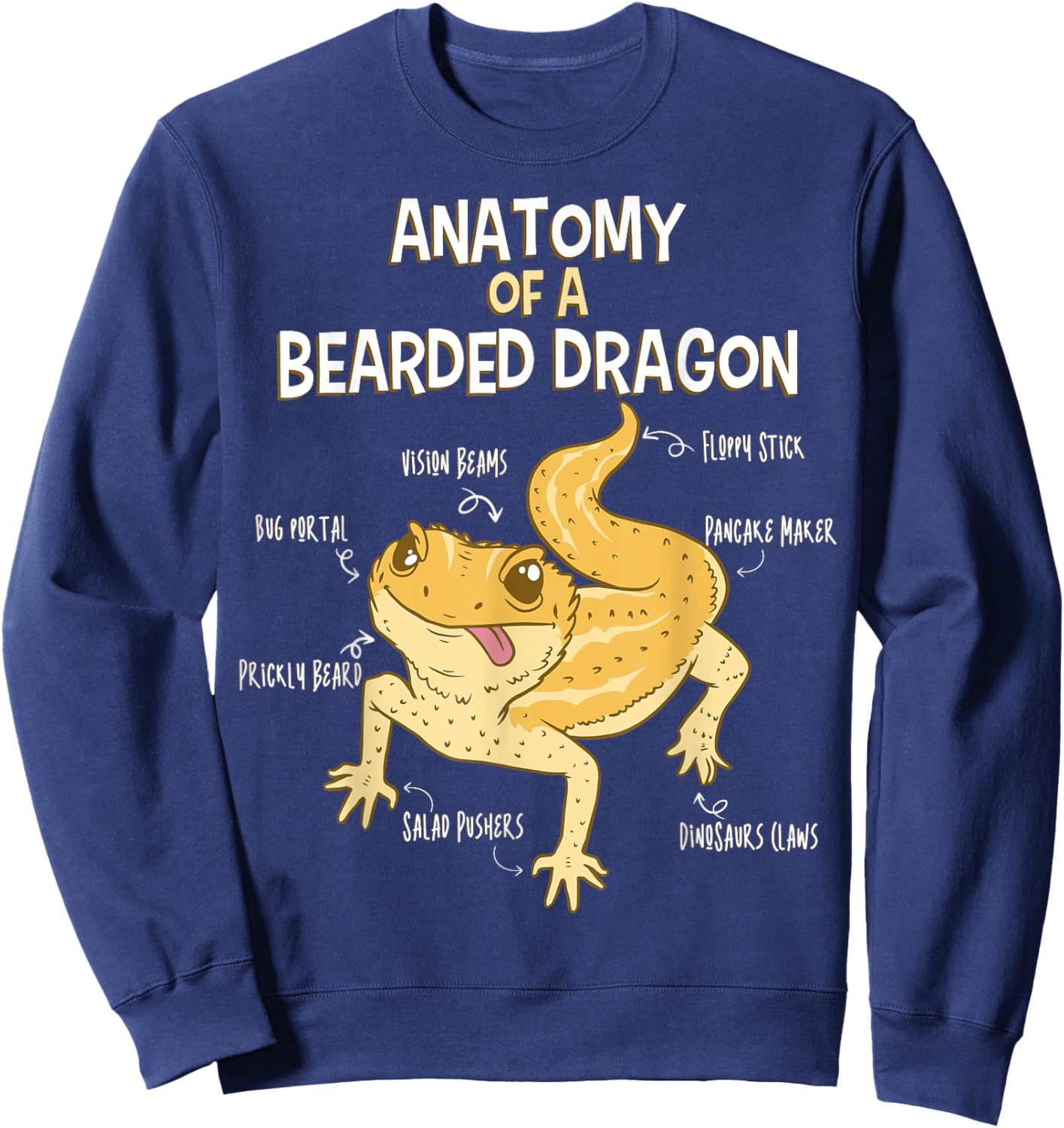Anatomy Of A Bearded Dragon Lizard Funny Bearded Dragon Sweatshirt - Sweatshirt | Navy
