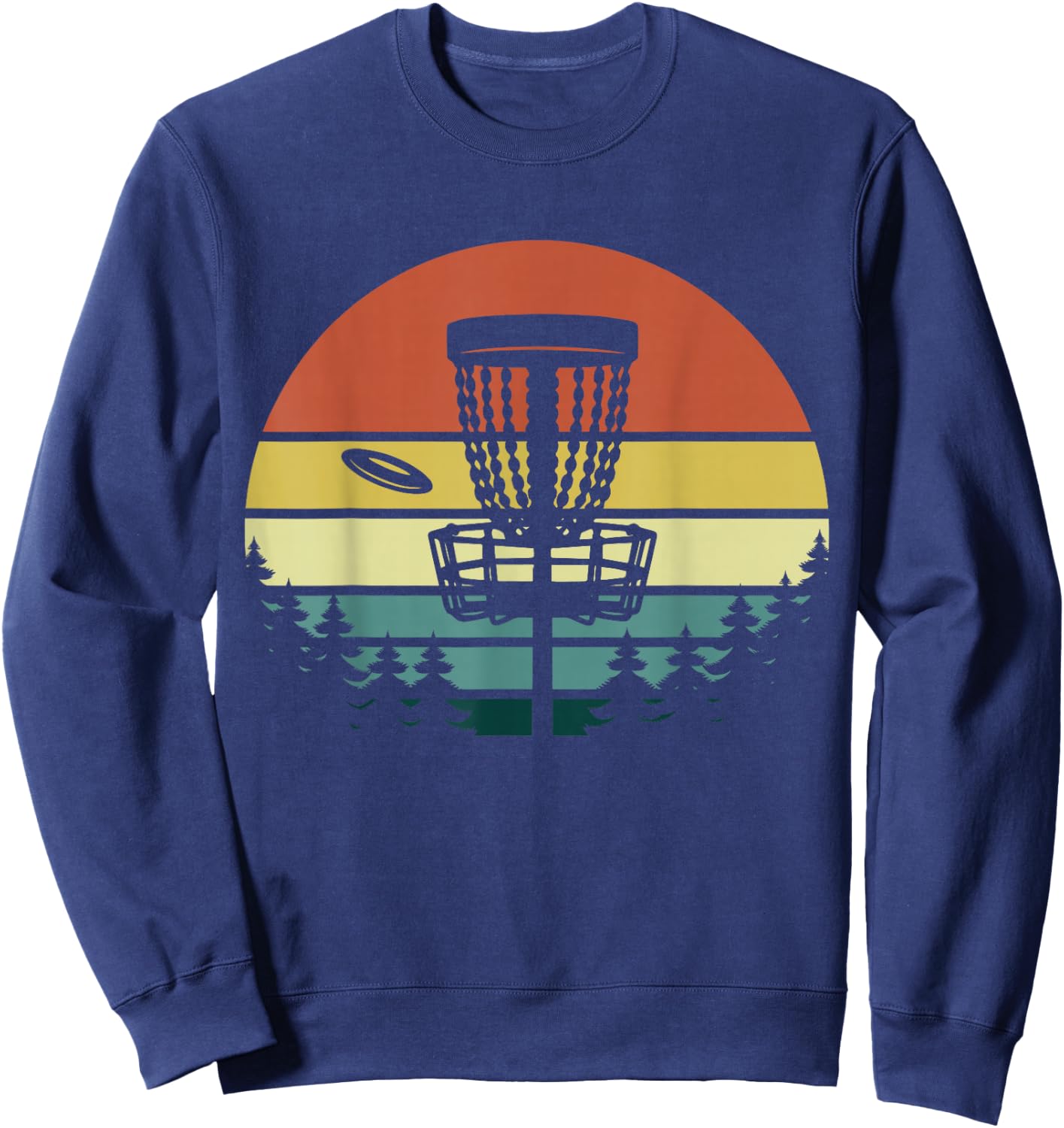 Disc Golf Retro Vintage Sunset Sweatshirt - Sweatshirt | Navy