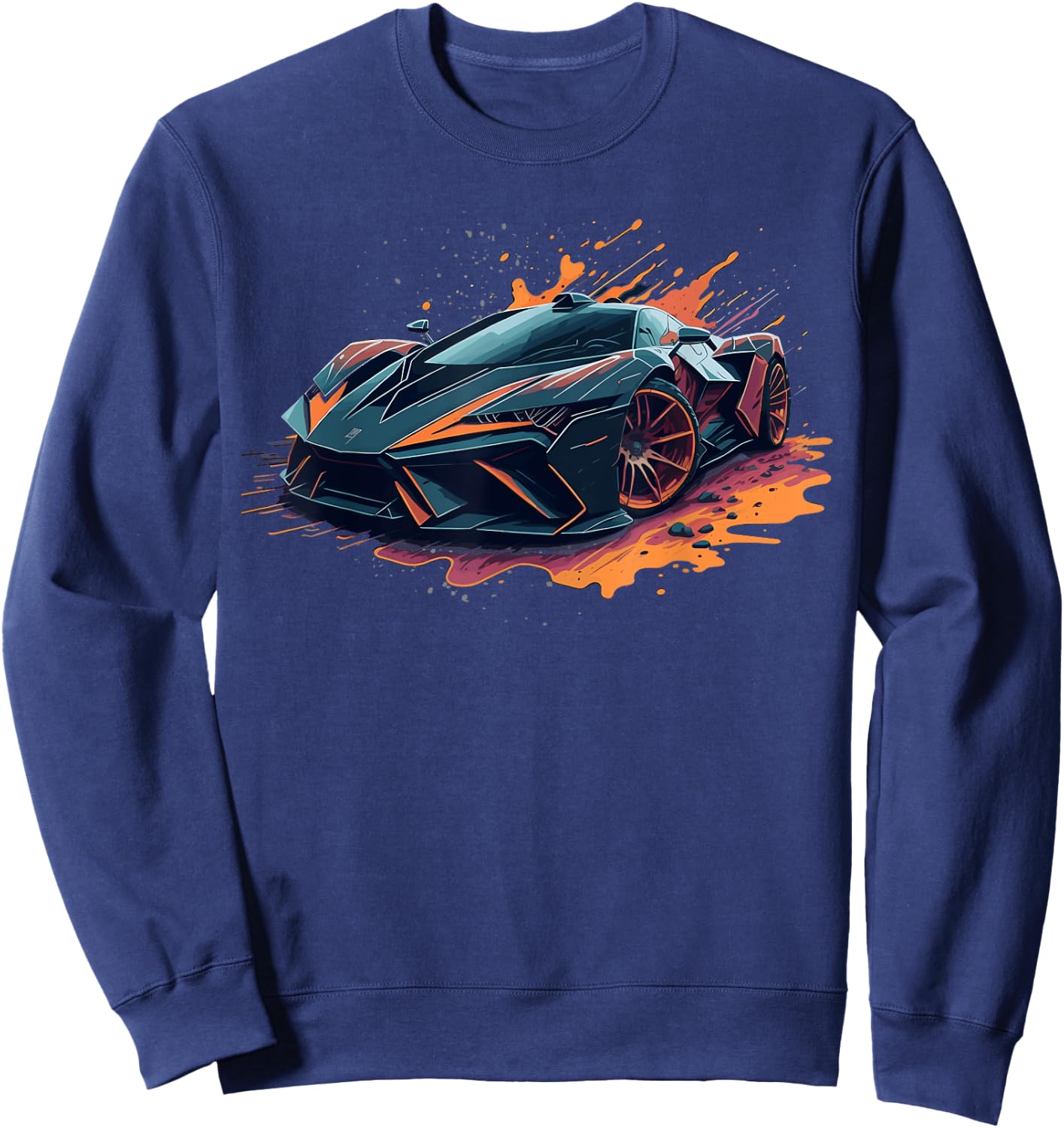 Supercar Exotic Sports Car Concept Poster Style Boys Graphic Sweatshirt - Sweatshirt | Navy