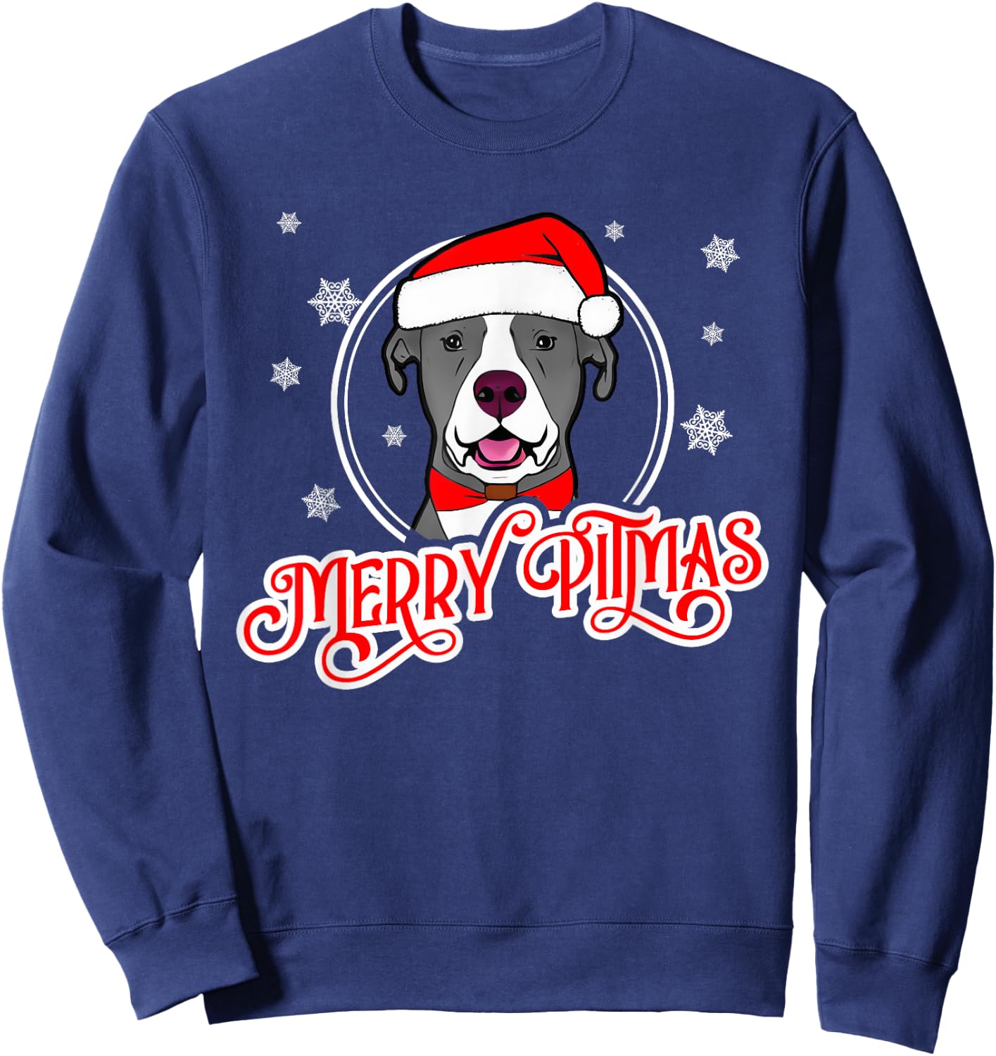 Pit Bull Christmas Merry Pitmas Sweatshirt - Sweatshirt | Navy
