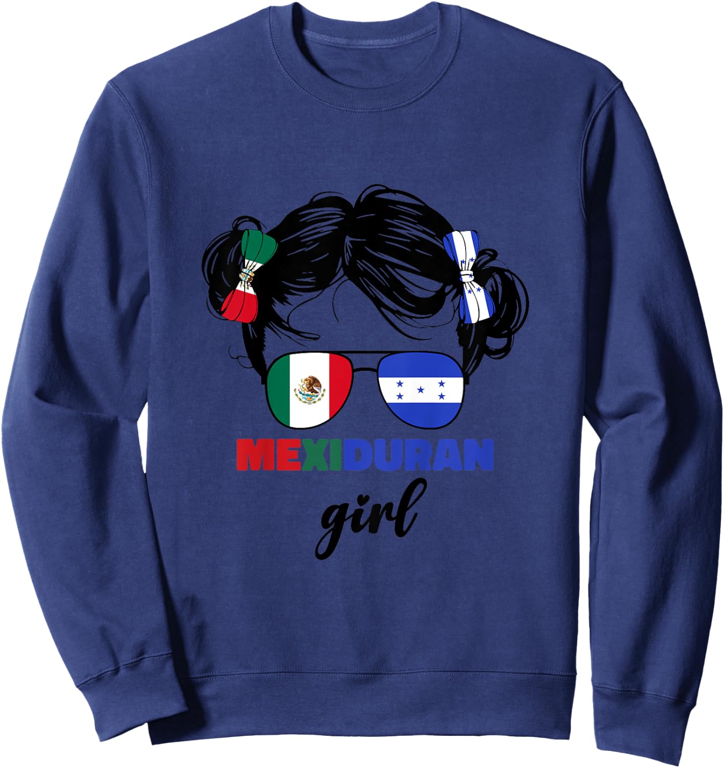 Half Mexican And Honduran Mexico Honduras Flag Girls Kids Sweatshirt - Sweatshirt | Navy
