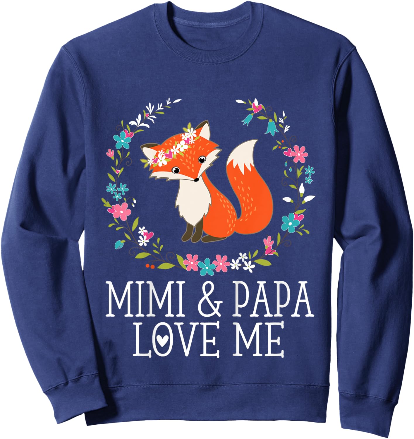 Mimi and Papa Love Me Granddaughter with Fox Sweatshirt - Sweatshirt | Navy