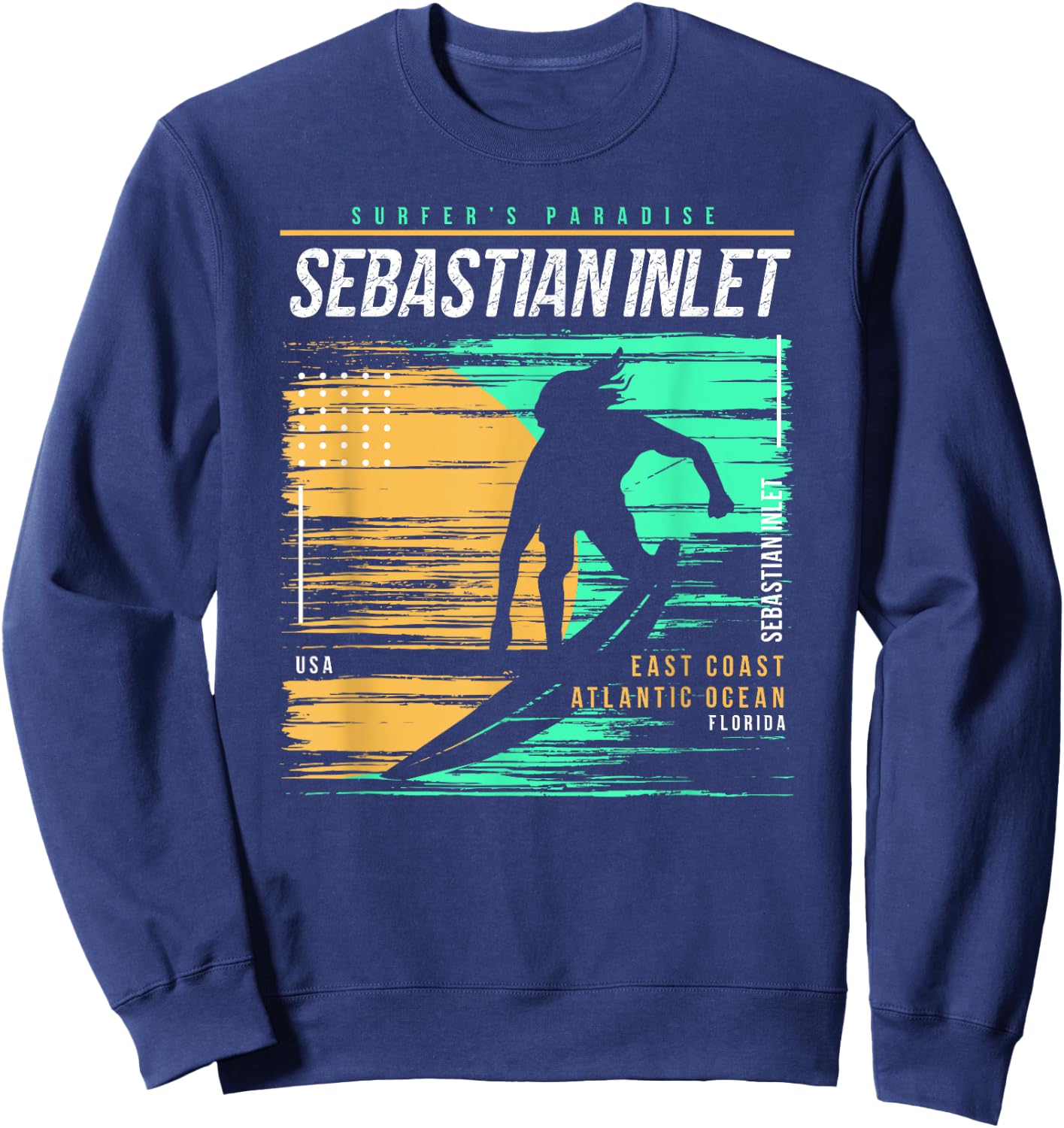 Vintage Surfing Sebastian Inlet Florida Surfers Paradise Sweatshirt - Sweatshirt | Navy