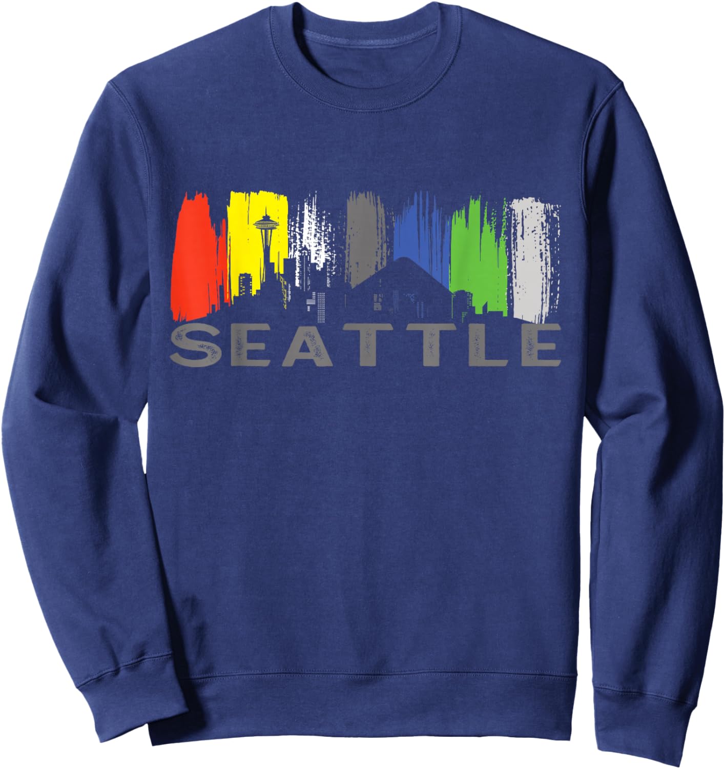 City Classic Seattle Skyline Washington Sweatshirt - Sweatshirt | Navy