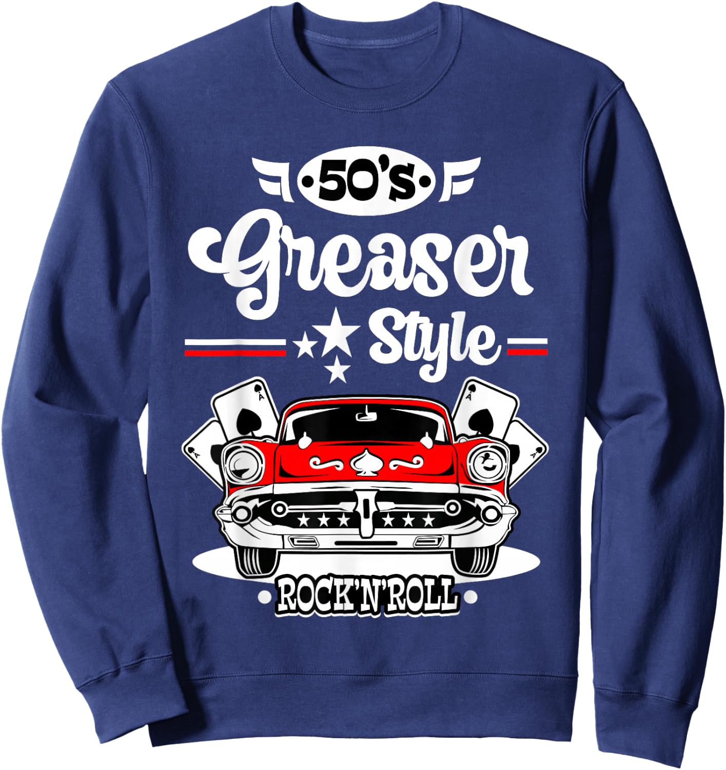1950s Rockabilly 50s Greaser Sock Hop Costume Rock and Roll Sweatshirt - Sweatshirt | Navy