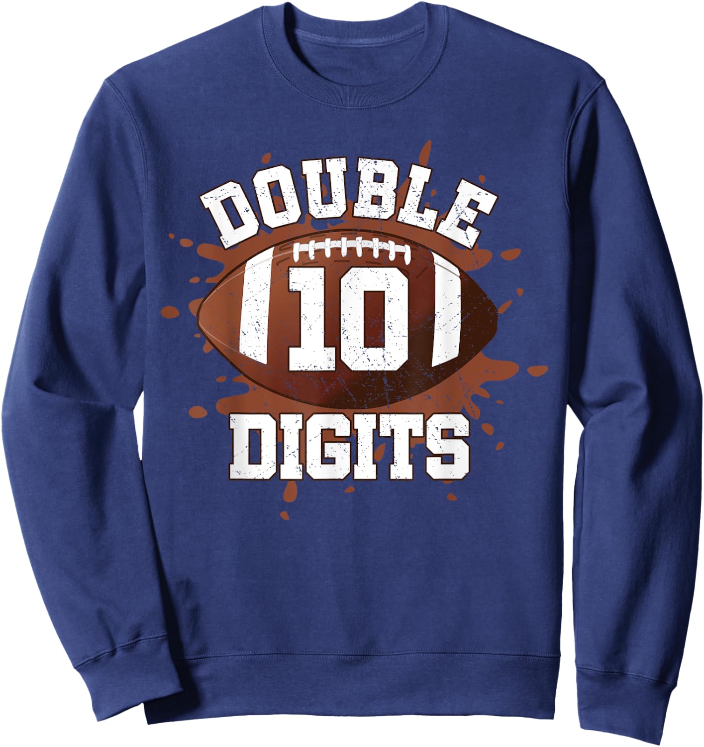 Double Digits Birthday Decorations Boy 10 Football 10th Bday Sweatshirt - Sweatshirt | Navy