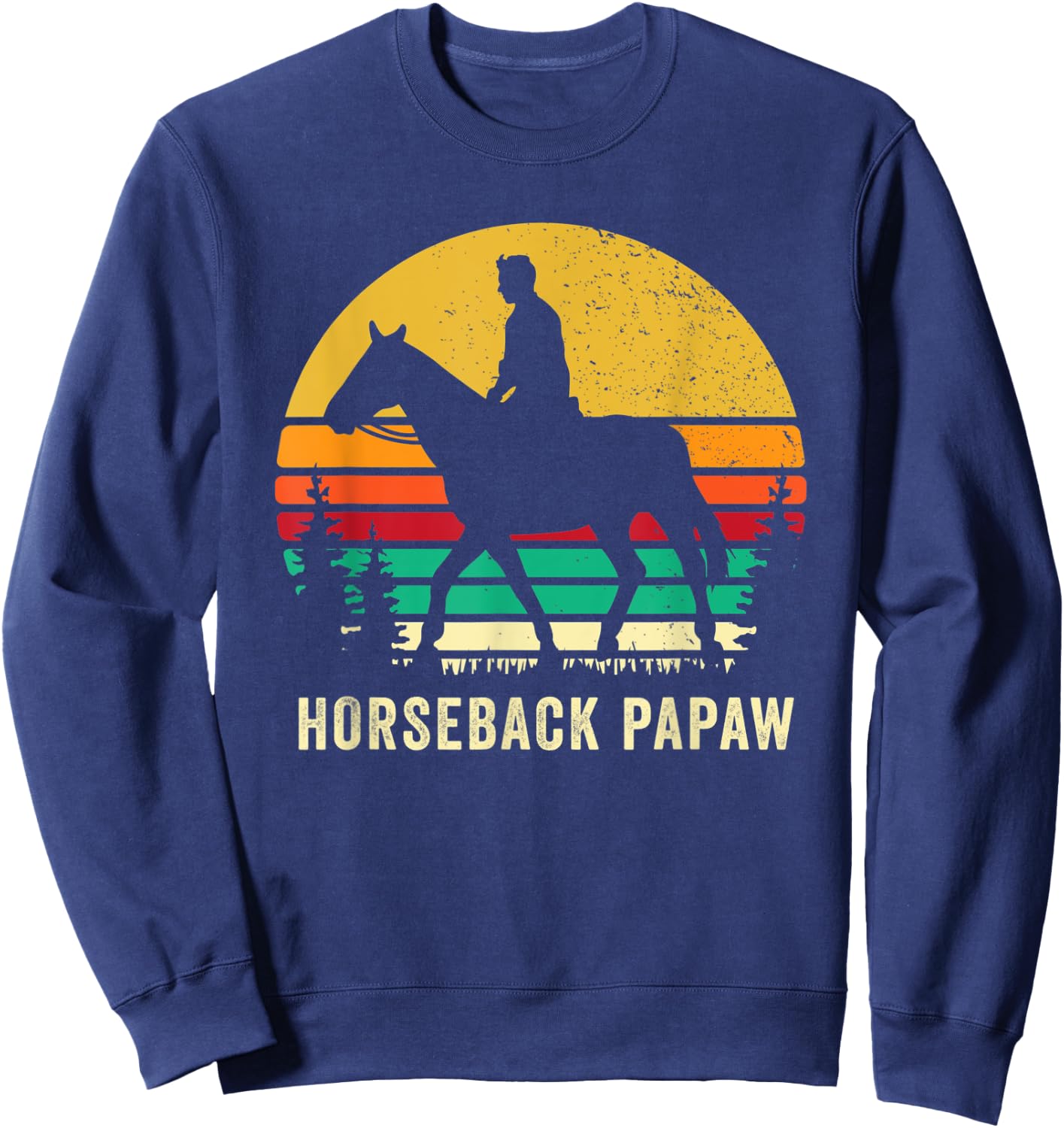 Horseback Rider Papaw Horse Riding Horse Back Grandfather Sweatshirt - Sweatshirt | Navy