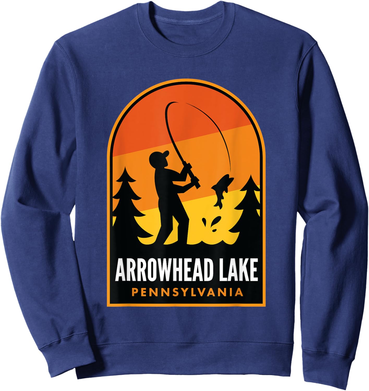 Arrowhead Lake Pennsylvania Fishing Sweatshirt - Sweatshirt | Navy
