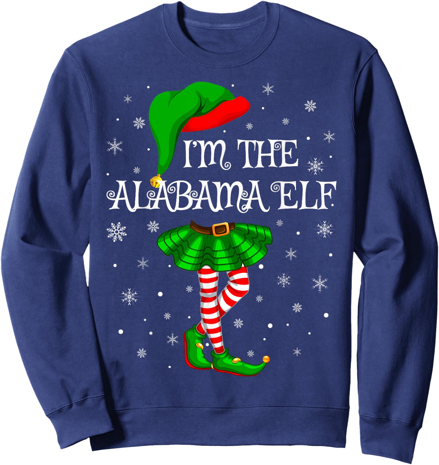 Matching Family Group I'm The Alabama Elf Christmas Sweatshirt - Sweatshirt | Navy