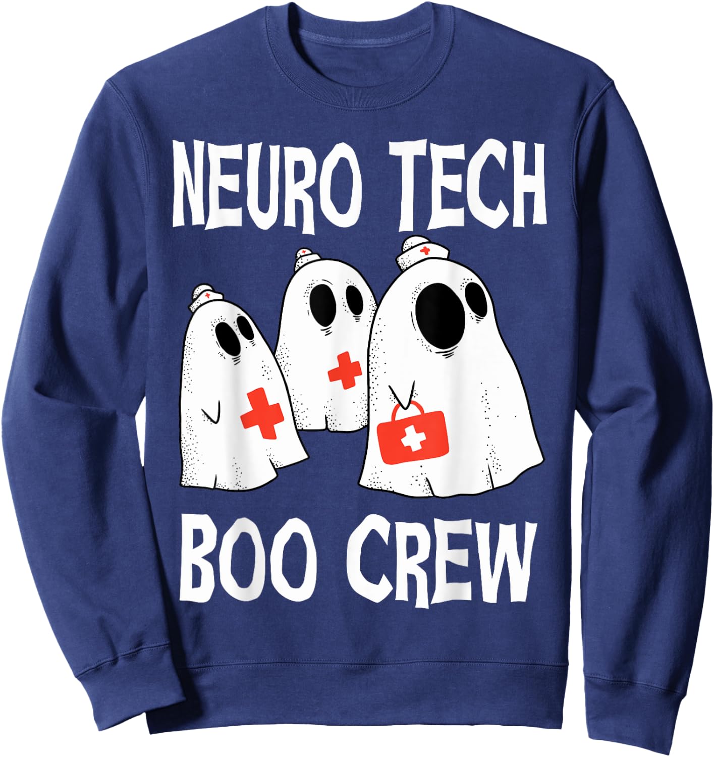 Funny Neuro Tech Boo Crew Neurology Halloween Costume Sweatshirt - Sweatshirt | Navy