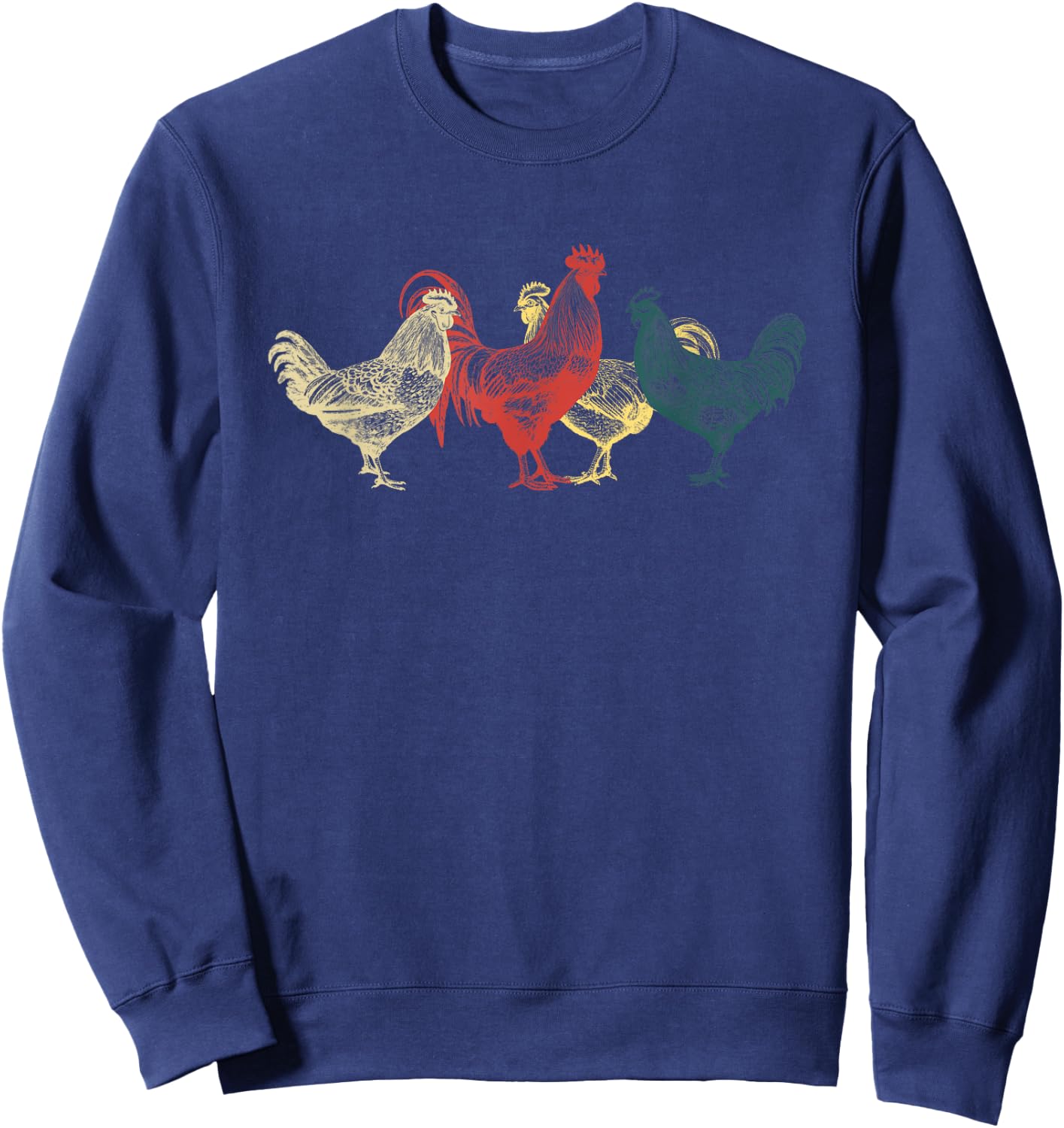 Chicken Group With Rooster Agriculture Farmer Funny Chickens Sweatshirt - Sweatshirt | Navy