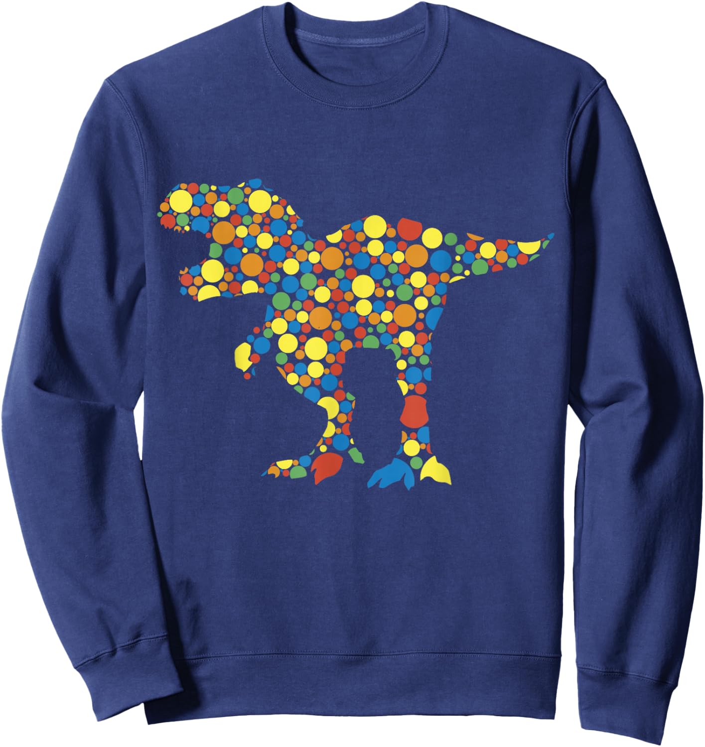 Happy Dot Day Colorful Polka Dot Dinosaur Boys Sweatshirt - Sweatshirt | Navy