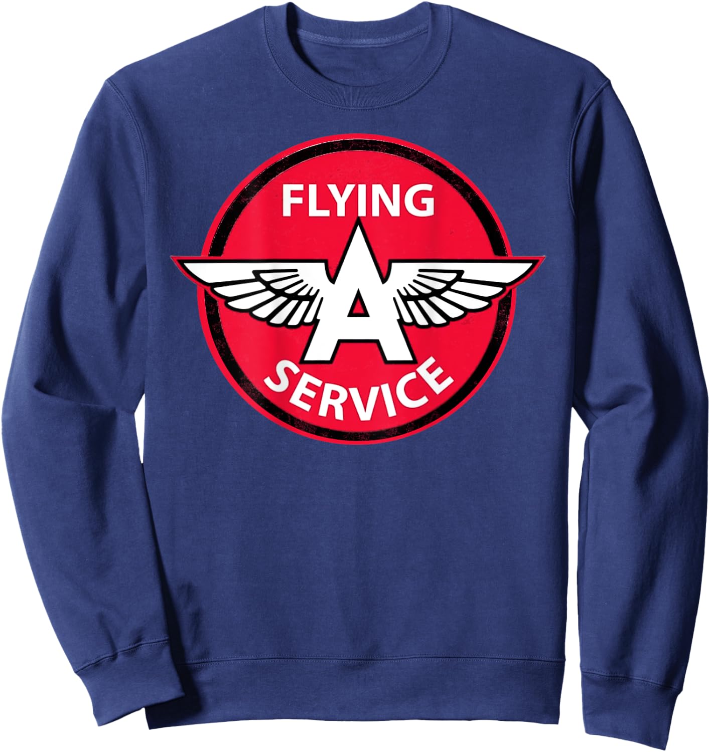 Back Only Print Retro Vintage Gas Station Flying A Service Sweatshirt - Sweatshirt | Navy